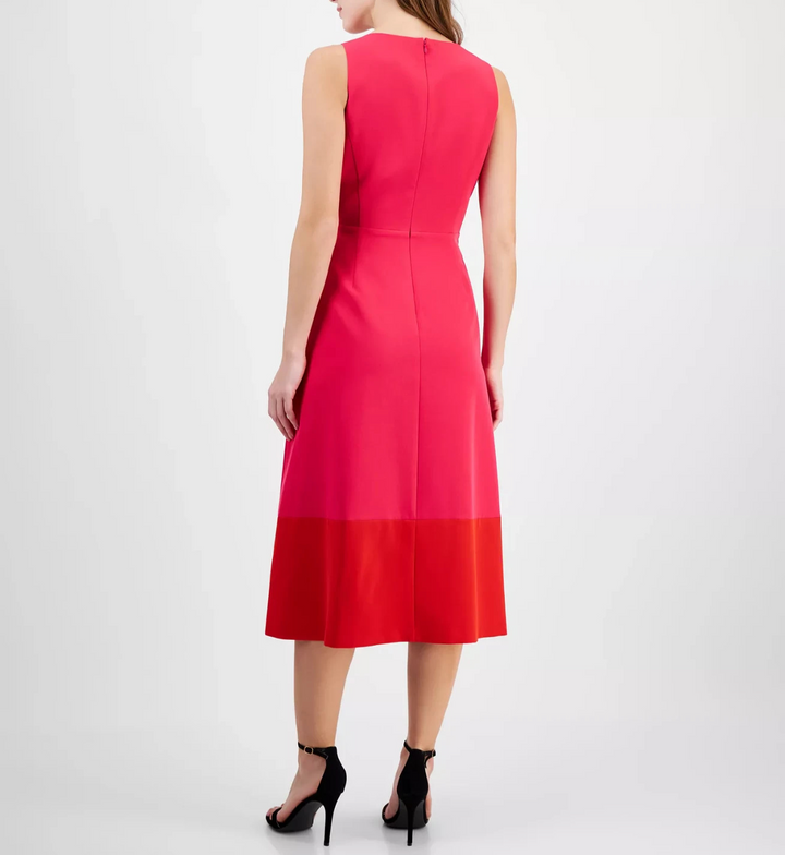 Anne Klein Women's Colorblocked Midi Dress MSRP $139