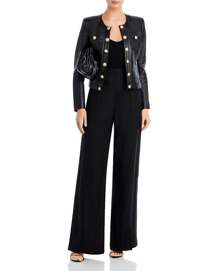 L'AGENCE Jayde Leather Open Front Jacket MSRP $1450