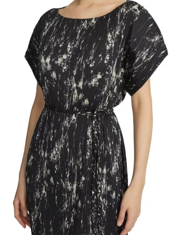 Lafayette 148 New York Plisse Belted Midi Dress MSRP $998
