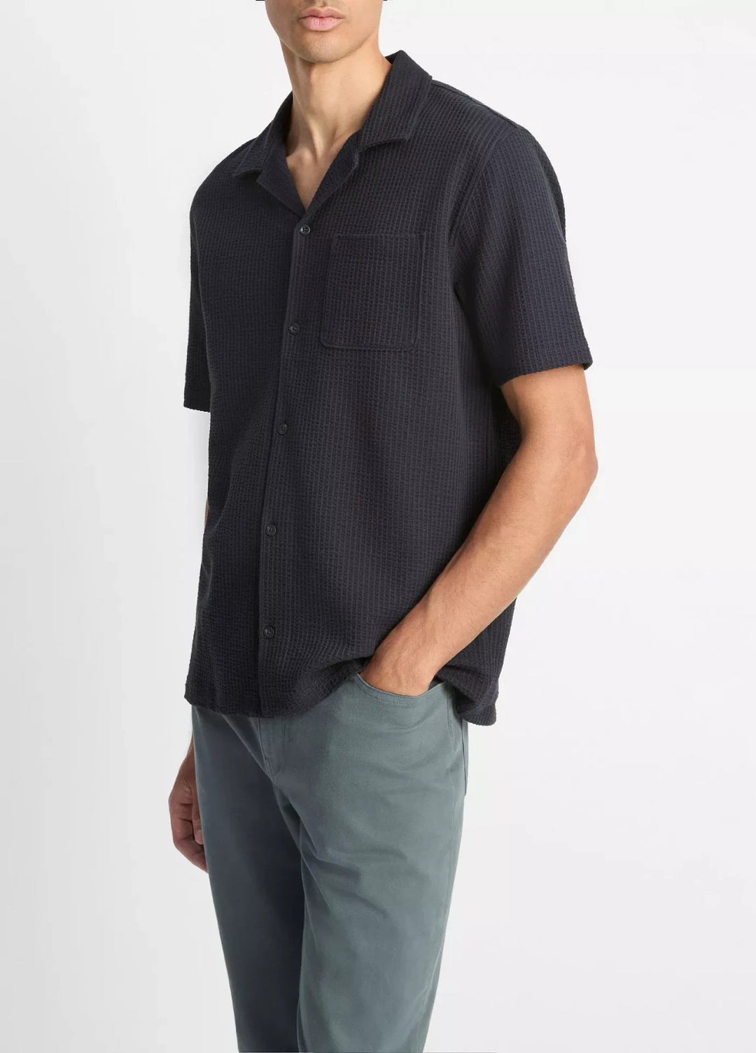 Vince Regular Fit Seersucker Cuban Shirt MSRP $198