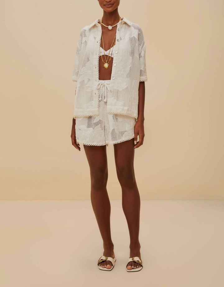 FARM Rio white flower shorts MSRP $160