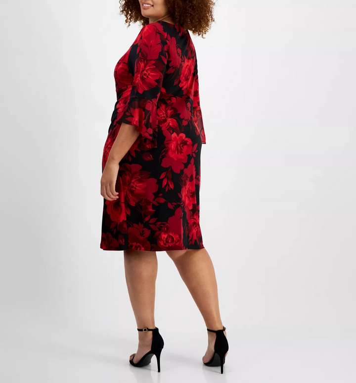 Connected Plus Size Round-Neck 3/4-Sleeve Sheath Dress MSRP $89