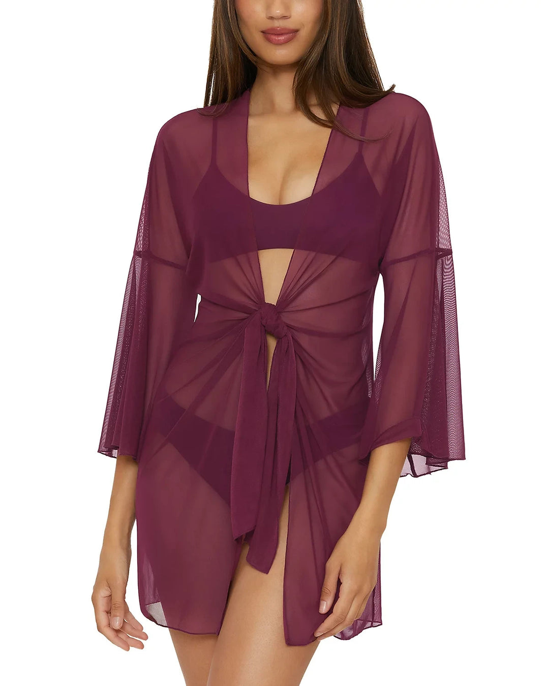 BECCA Muse Mesh Tie-Front Cover-Up Tunic MSRP $88