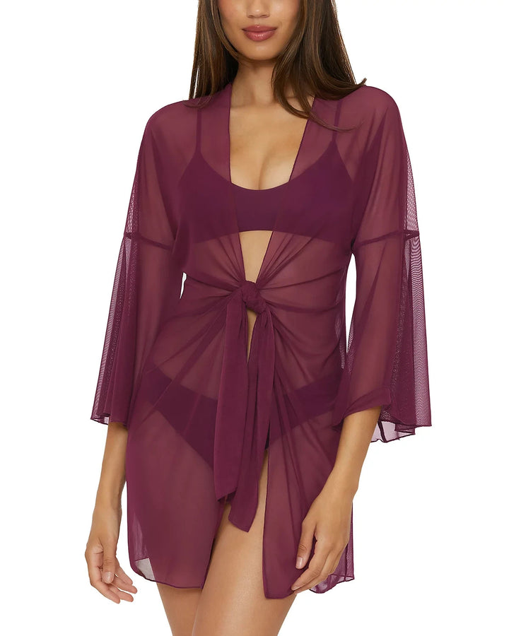 BECCA Muse Mesh Tie-Front Cover-Up Tunic MSRP $88