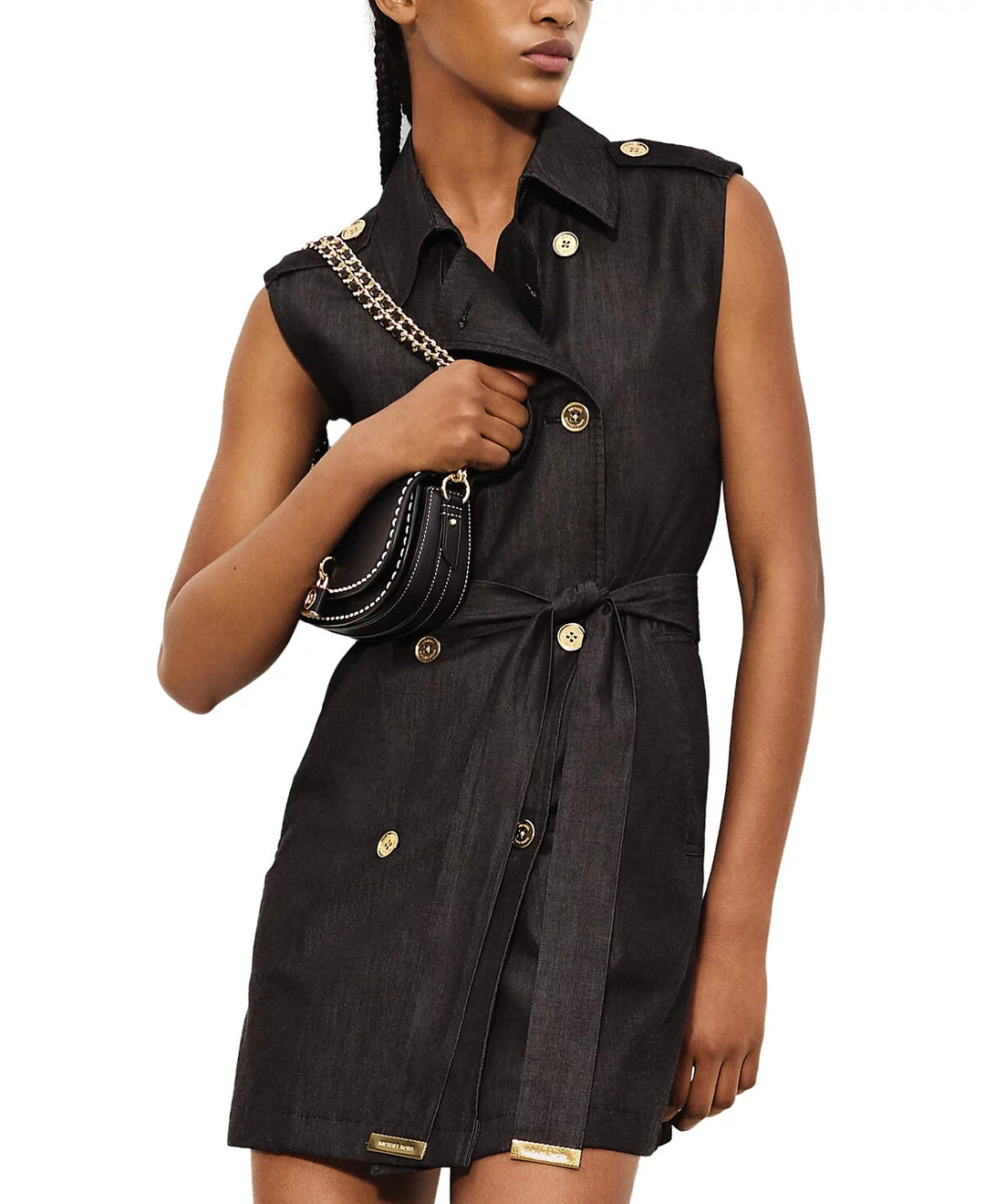 MICHAEL Michael Kors Chambray Trenchcoat Dress MSRP $195