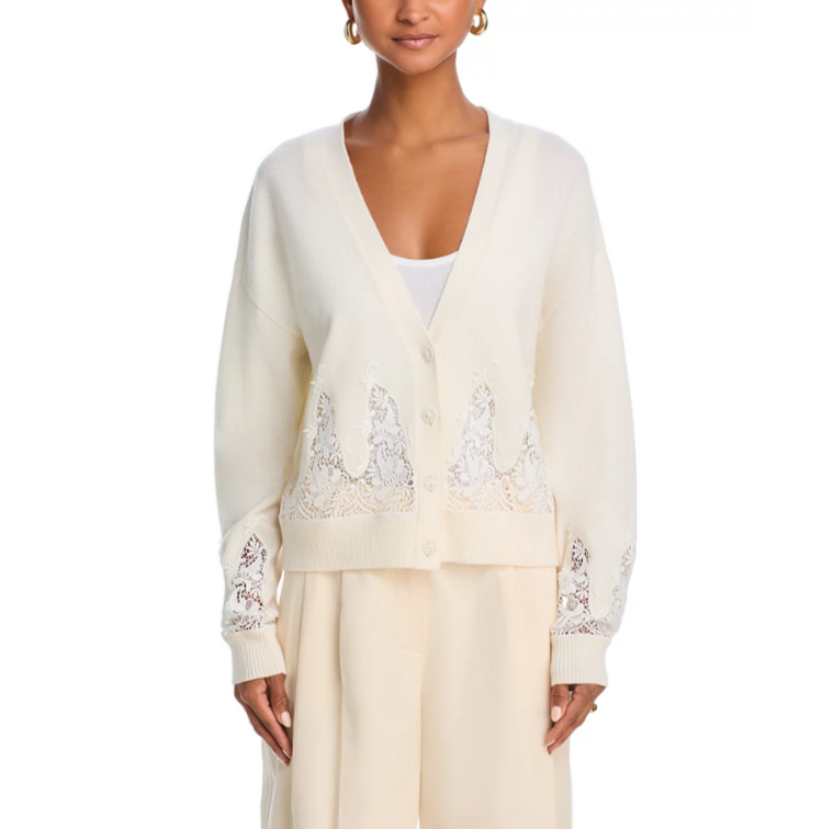 RHODE Marie Lace Embellished Cardigan MSRP $395