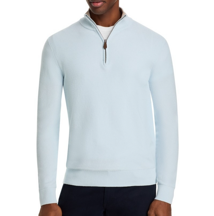 The Men's Store at Bloomingdale's Birdseye Knit Quarter Zip Sweater MSRP $118
