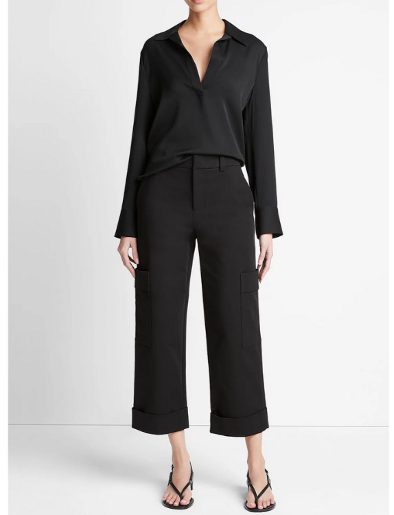 Vince Silk Stretch V Neck Top MSRP $395