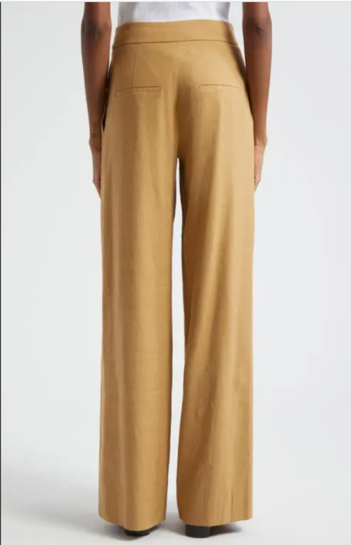 Veronica Beard Jodie Pleat Linen Blend Wide Leg Pants MSRP $548