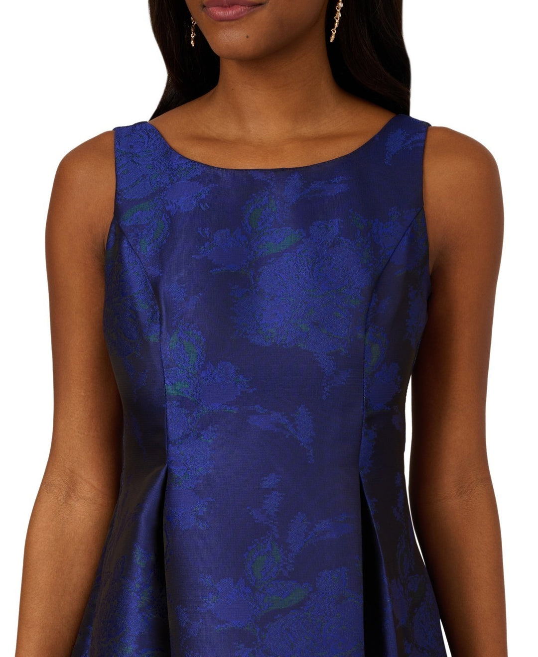 Adrianna Papell Women's Boat-Neck Fit & Flare Jacquard Dress MSRP $189