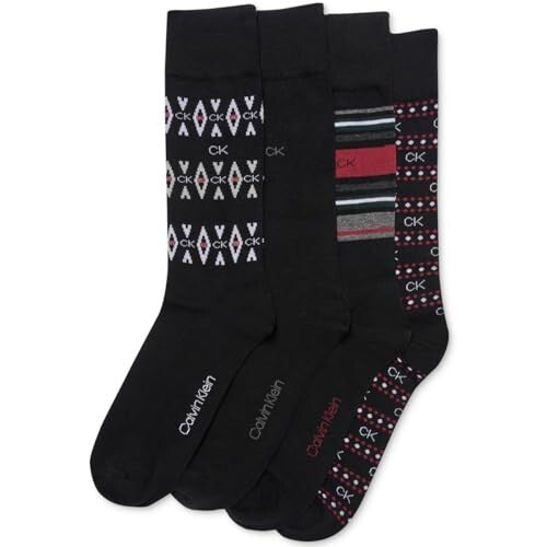 Calvin Klein Mens 4 Pack Signature Crew Socks Black 7-12 MSRP $29