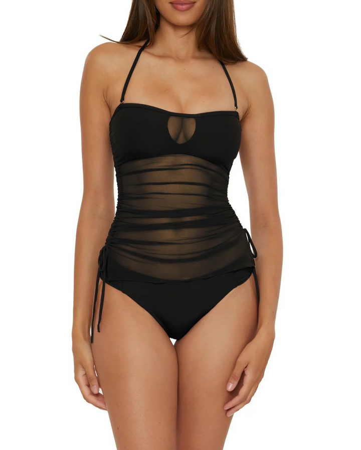 BECCA Muse Hadlee Bandeau Mesh Overlay Tankini Top  MSRP $88