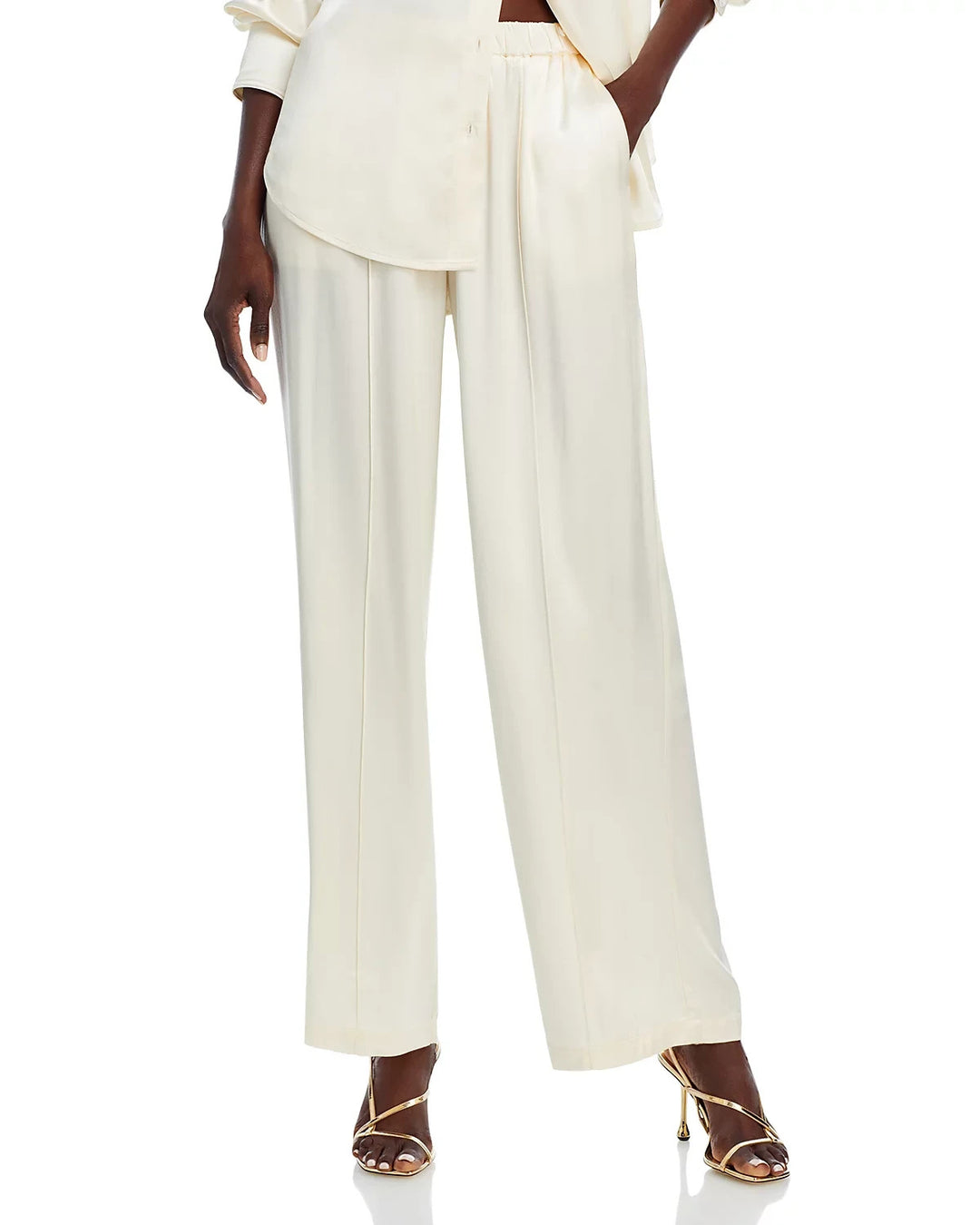 WAYF Fynn Satin Wide Leg Pants MSRP $89