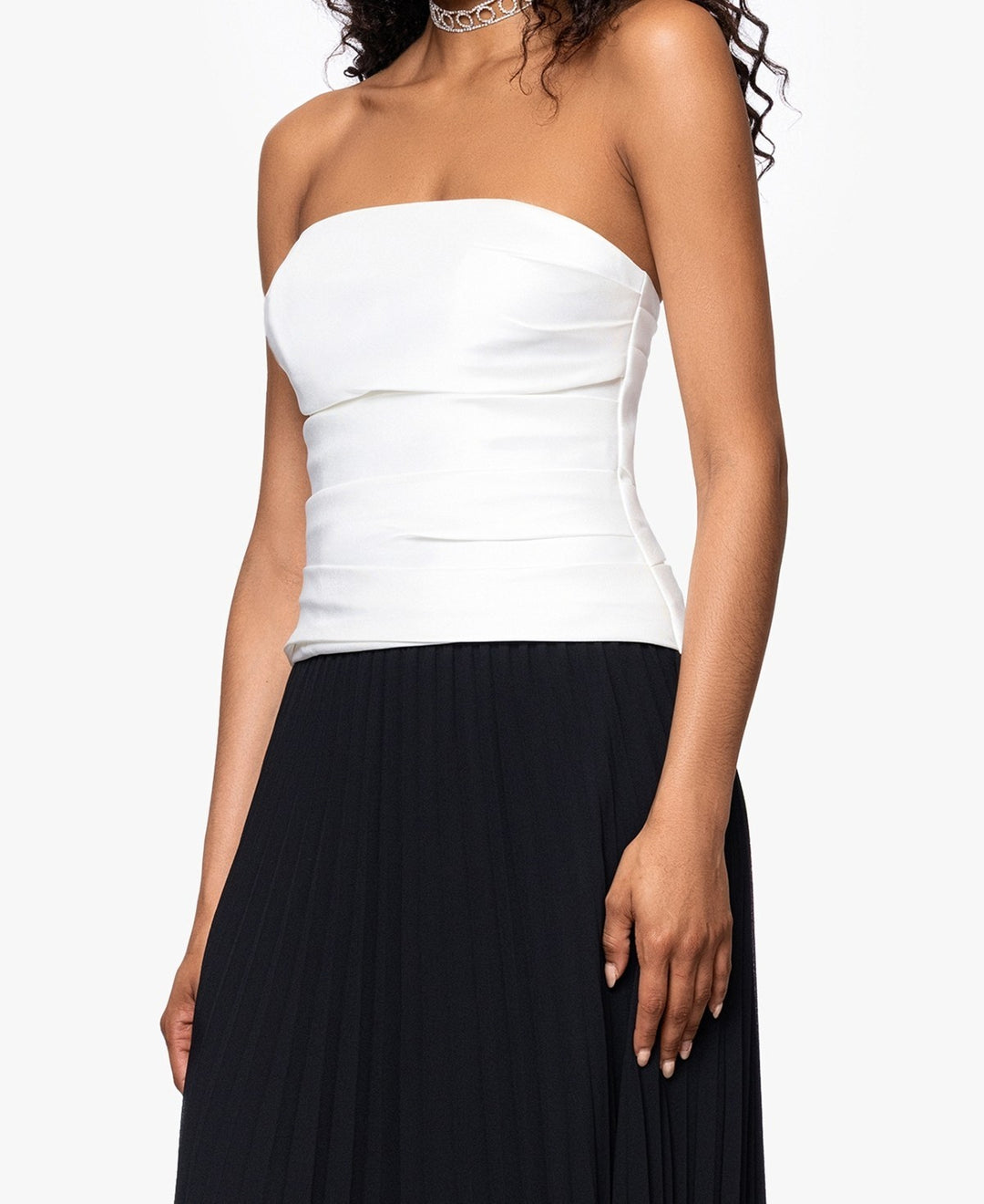 Betsy & Adam Colorblocked Strapless Chiffon-Skirt Long Dress MSRP $279