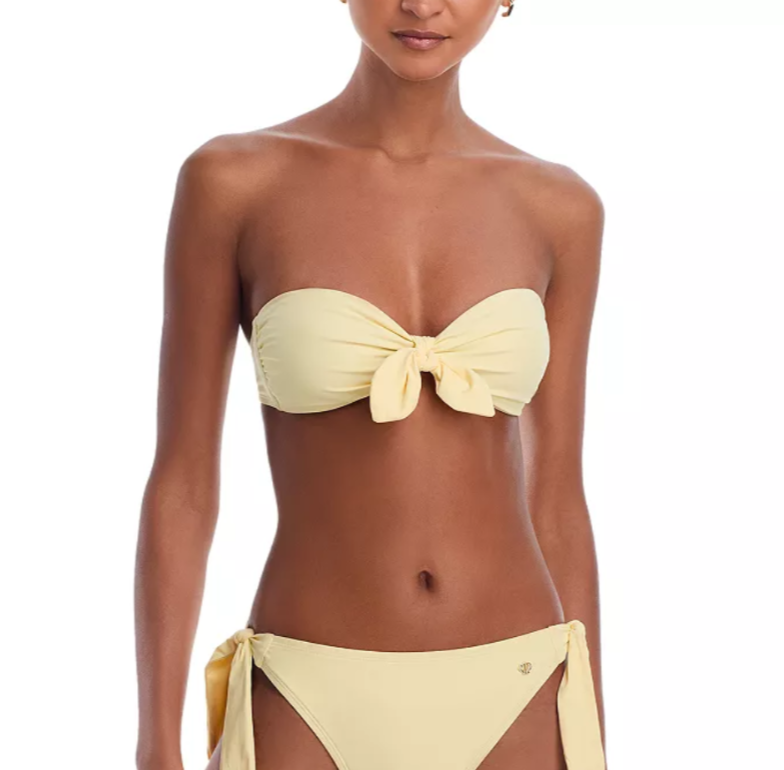 PAIGE Libby Tie Front Bandeau Bikini Top MSRP $118