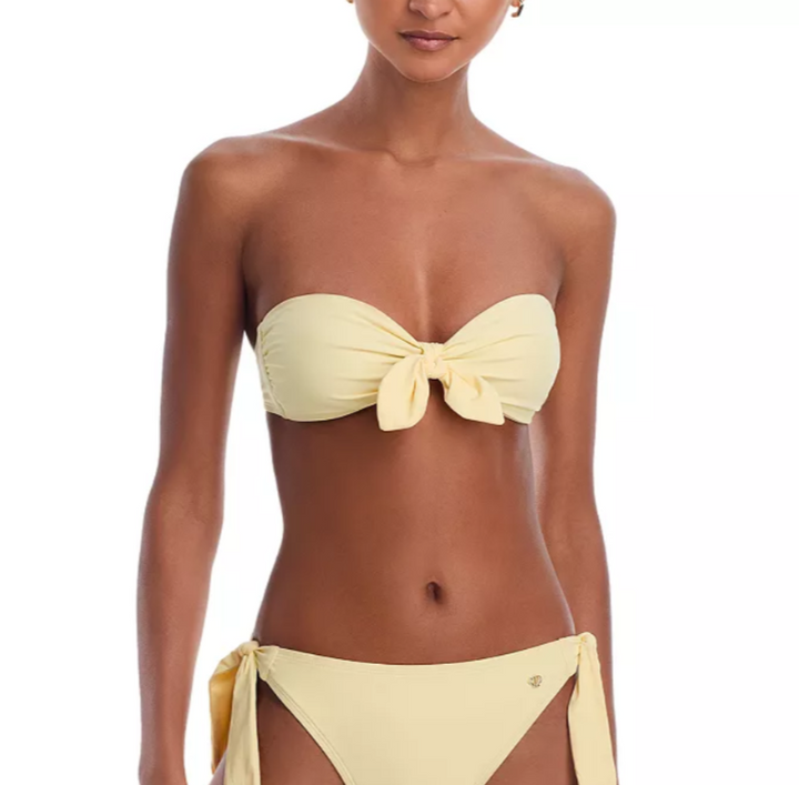 PAIGE Libby Tie Front Bandeau Bikini Top MSRP $118