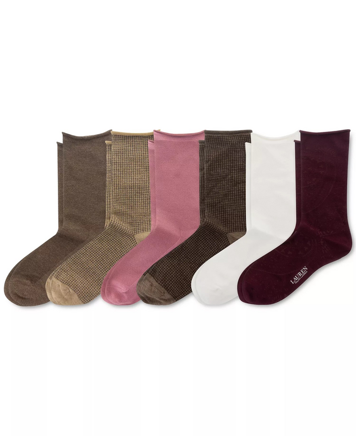 Lauren Ralph Lauren Women's 6-Pk. Paisley Roll-Top Socks MSRP $24