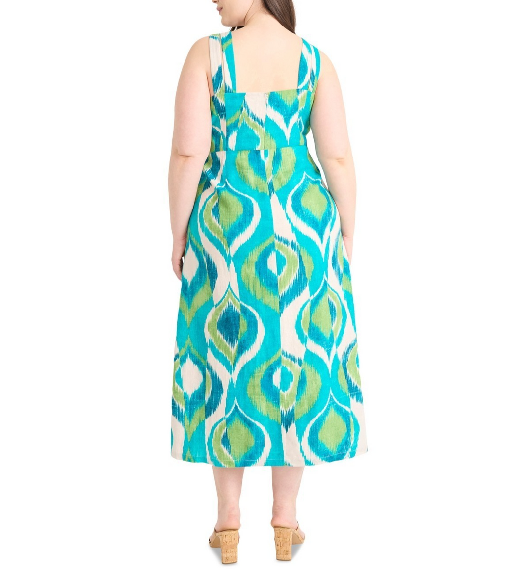 Maggy London Plus Size Printed Double-Strap Midi Dress MSRP $168