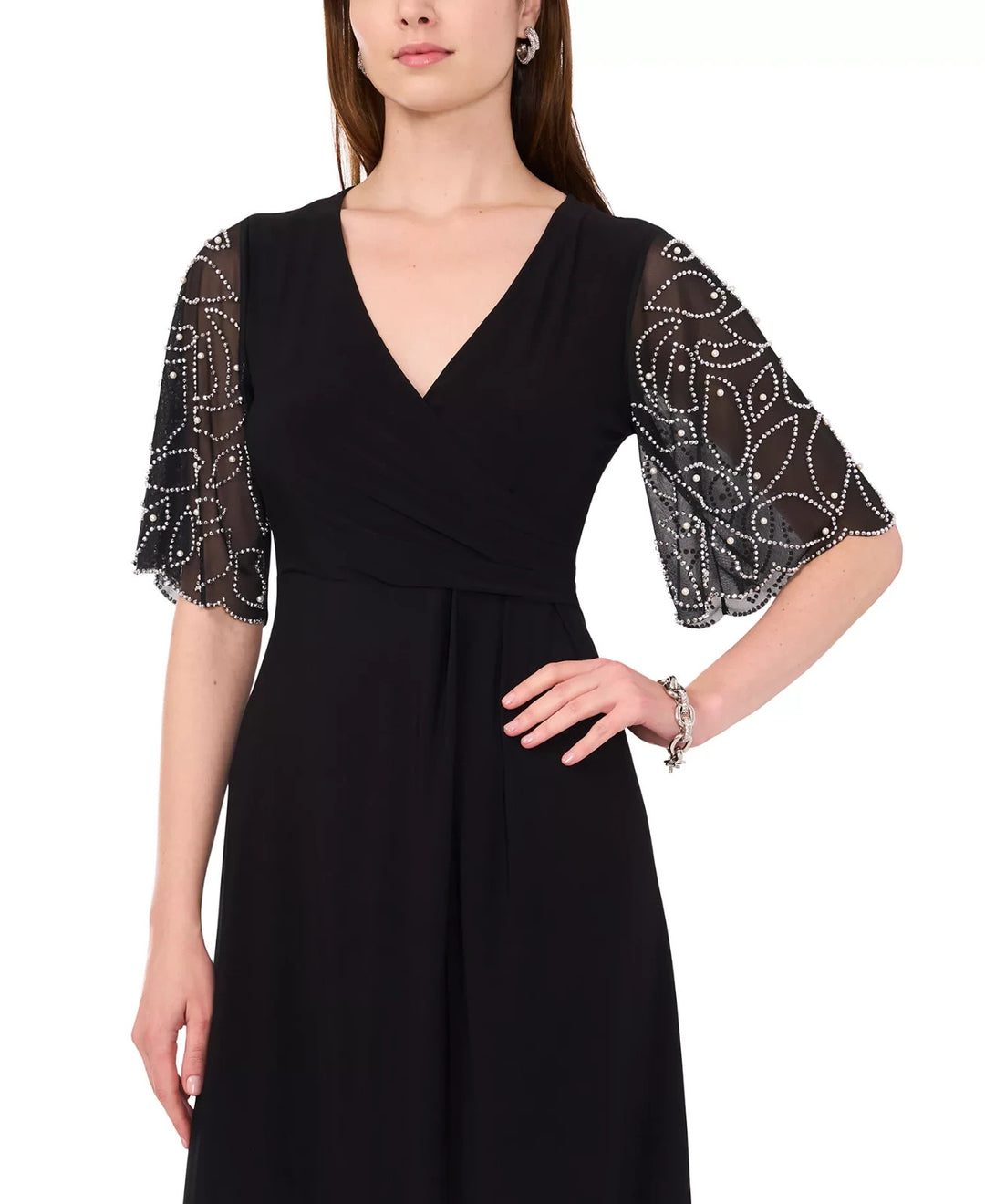 MSK Women's Sheer-Sleeve Fit & Flare Dress MSRP $89