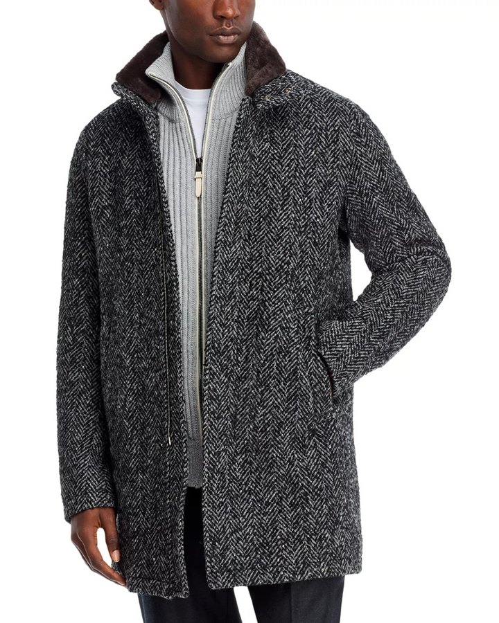 Herno Herringbone Car Coat MSRP $1235