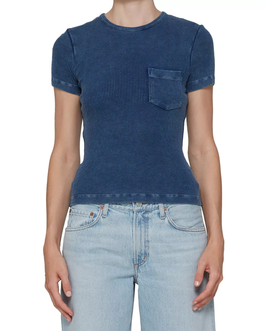 AGOLDE Arlo Ribbed Pocket Tee MSRP $138