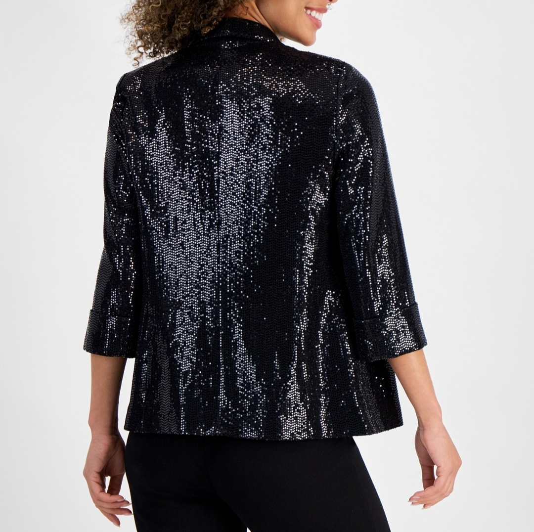 Kasper Women's Mirror-Dot Open-Front Shawl-Collar Jacket MSRP $99