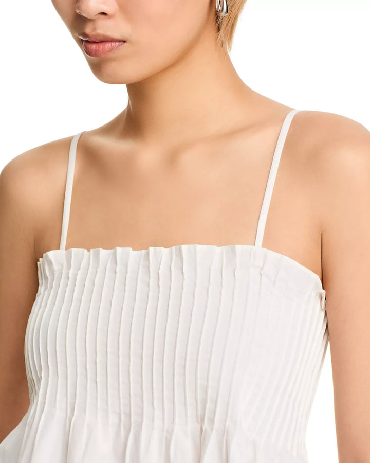 Wayf Asalia Poplin Pleated Top MSRP $78