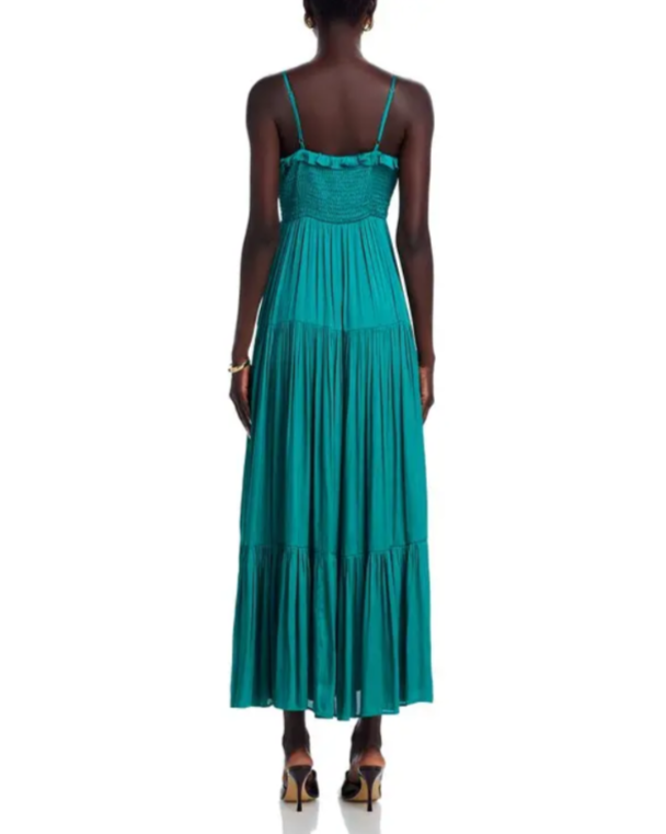 AQUA Ruffled Satin Maxi Dress MSRP $118