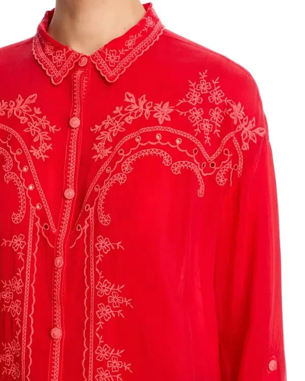Johnny Was Western Audrey Collared Top MSRP $298