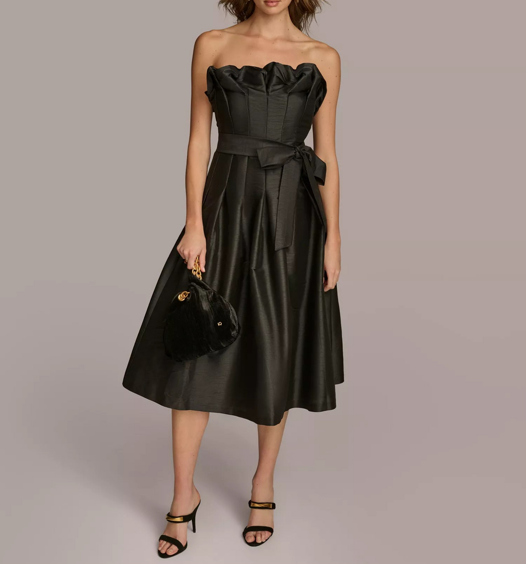 Donna Karan New York Women's Ruffle-Trim Tie-Waist Dress MSRP $249