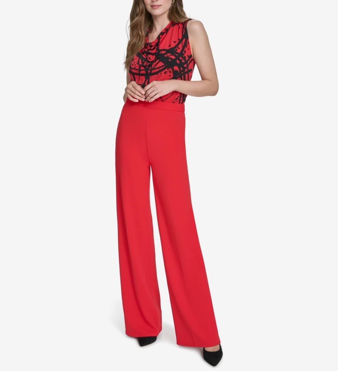 Halston Women's Easy Mid-Rise Pull-on Wide-Leg Pants MSRP $89