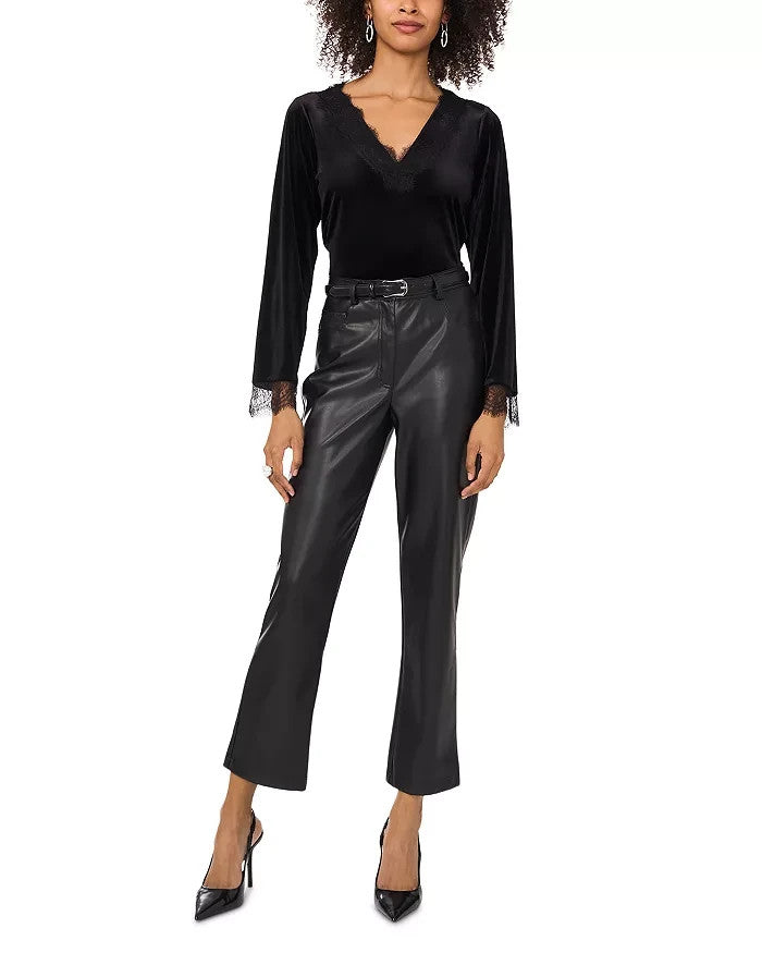 VINCE CAMUTO Lace Trim Velvet Top MSRP $79