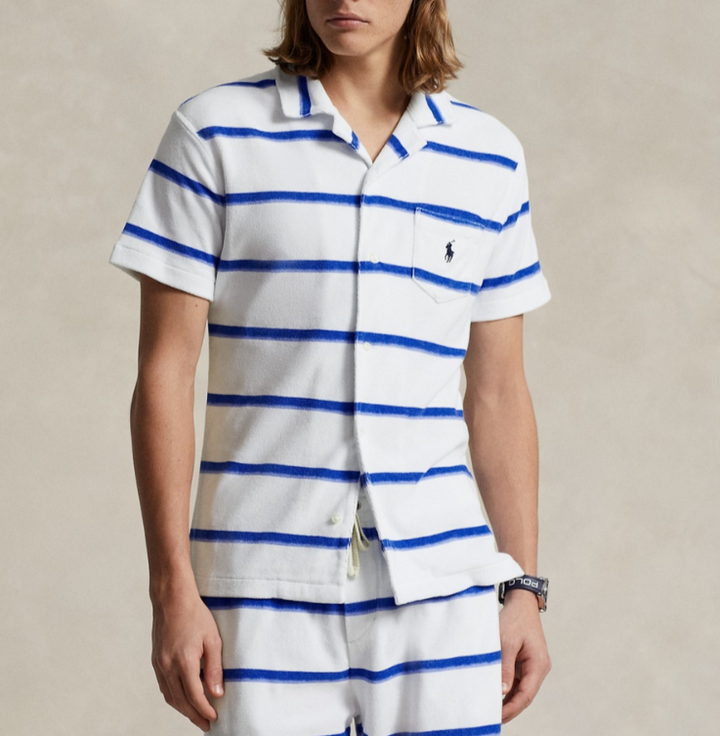 POLO Ralph Lauren Striped Terry Camp Shirt MSRP $138