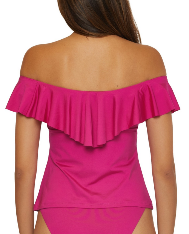 Trina Turk Monaco Ruffled Off-The-Shoulder Tankini Top MSRP $118 # U4 499 NEW