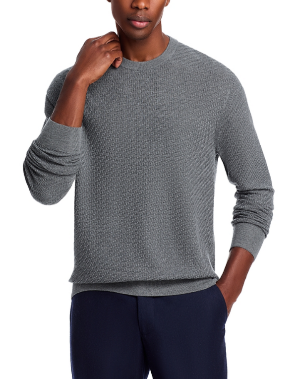 The Men Store Zegna Baruffa Merino Wool Basketweave Crewneck MSRP $228