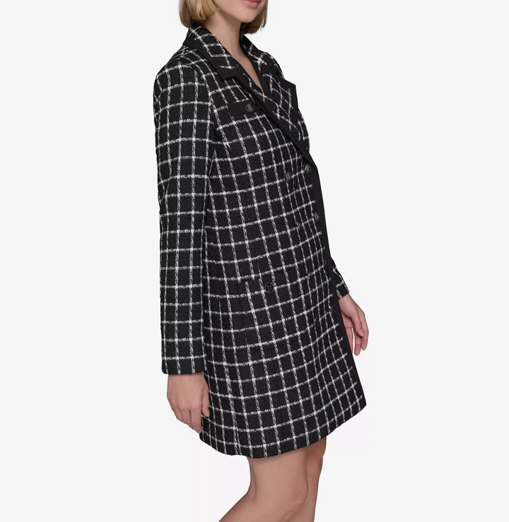 KARL LAGERFELD PARIS Women's Windowpane Topper Jacket MSRP $199