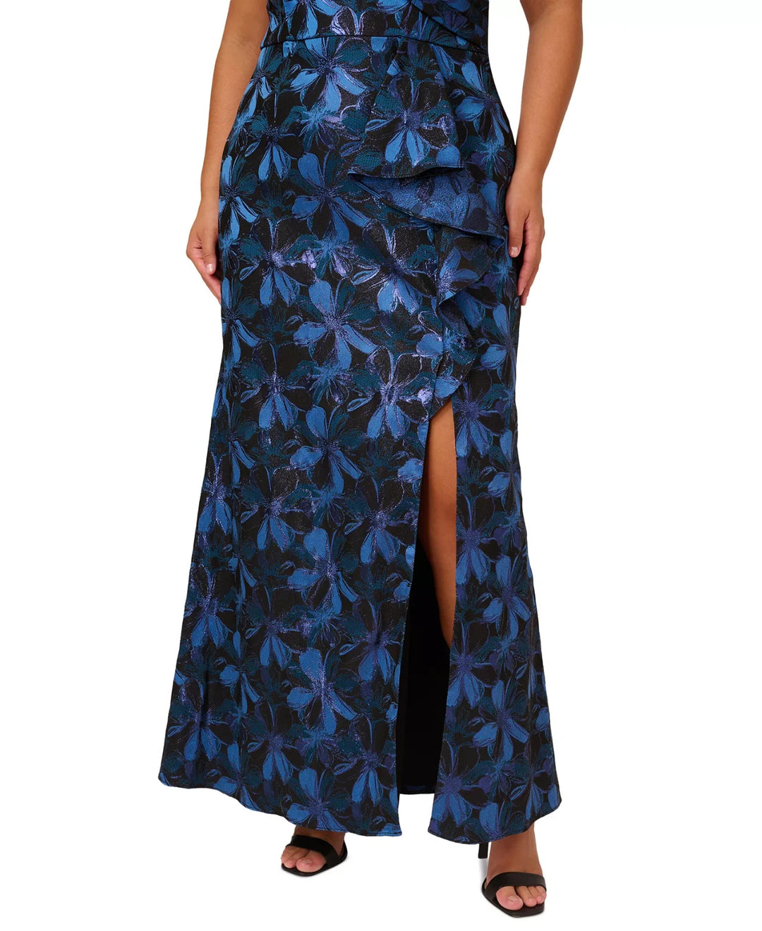 Adrianna Papell Plus Size Floral Jacquard Off-The-Shoulder Gown MSRP $299