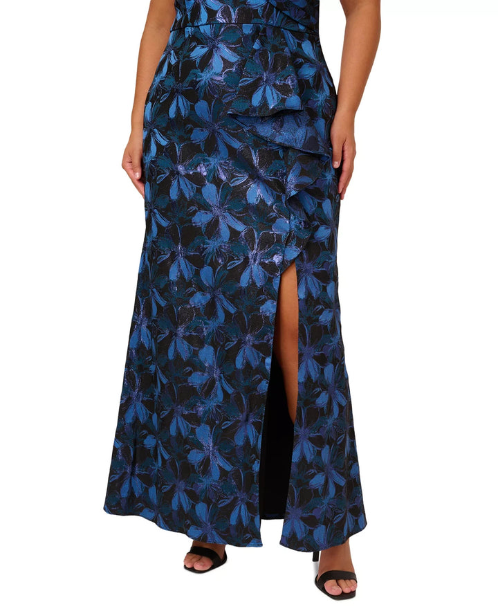 Adrianna Papell Plus Size Floral Jacquard Off-The-Shoulder Gown MSRP $299