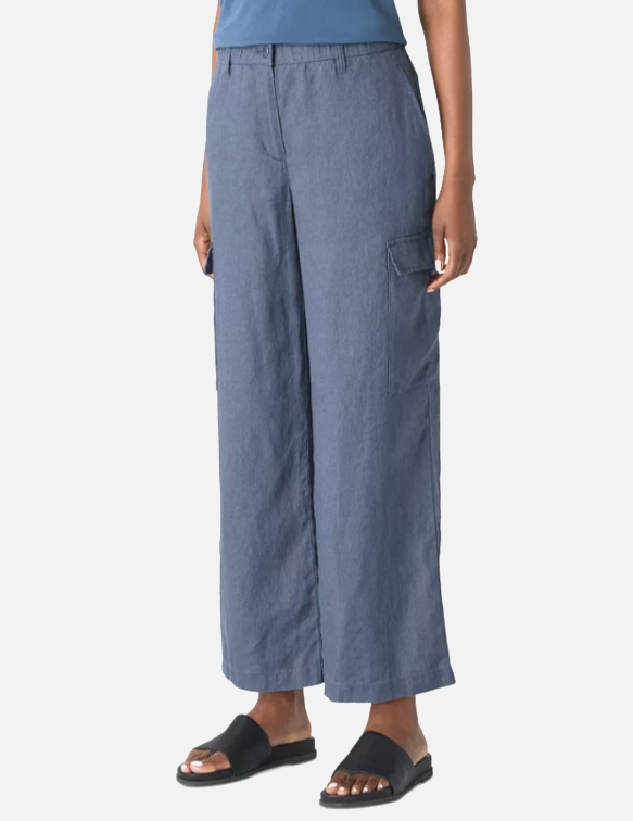 Eileen Fisher Wide Leg Linen Cargo Pants MSRP $188