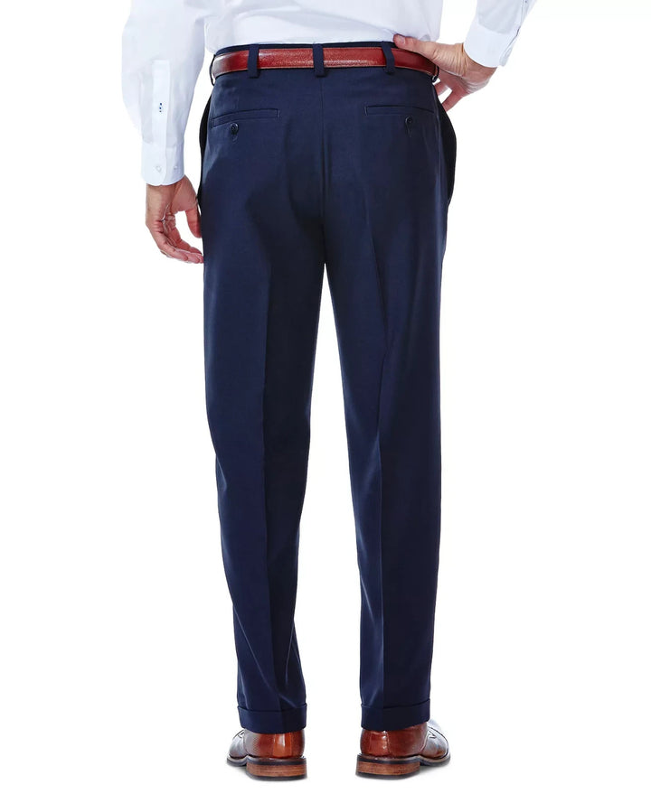 Haggar Men's ECLO Stria Classic Fit Pleated Hidden Expandable Pants MSRP $70