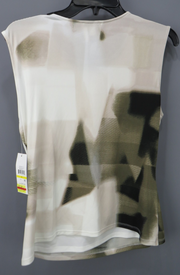 DKNY Printed Zip-Shoulder Sleeveless Top