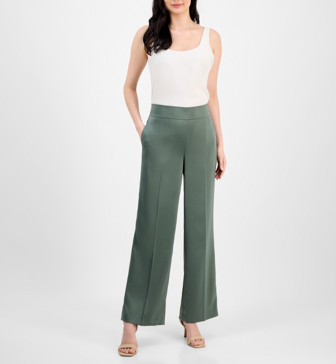 Anne Klein Pull-On High-Rise Wide-Leg Pants MSRP $99