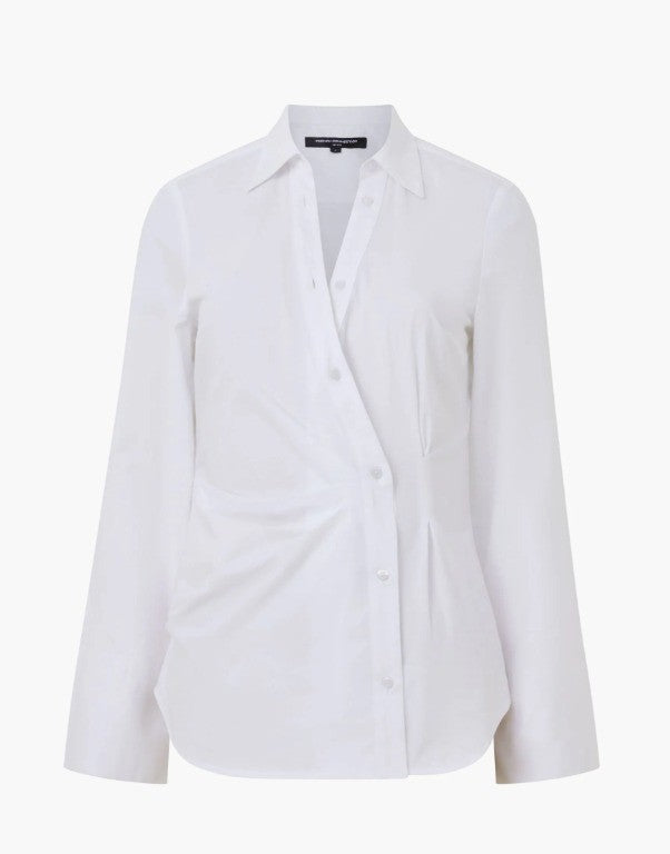 French Connection Women's Isabelle Poplin Asymmetric Shirt MSRP $78
