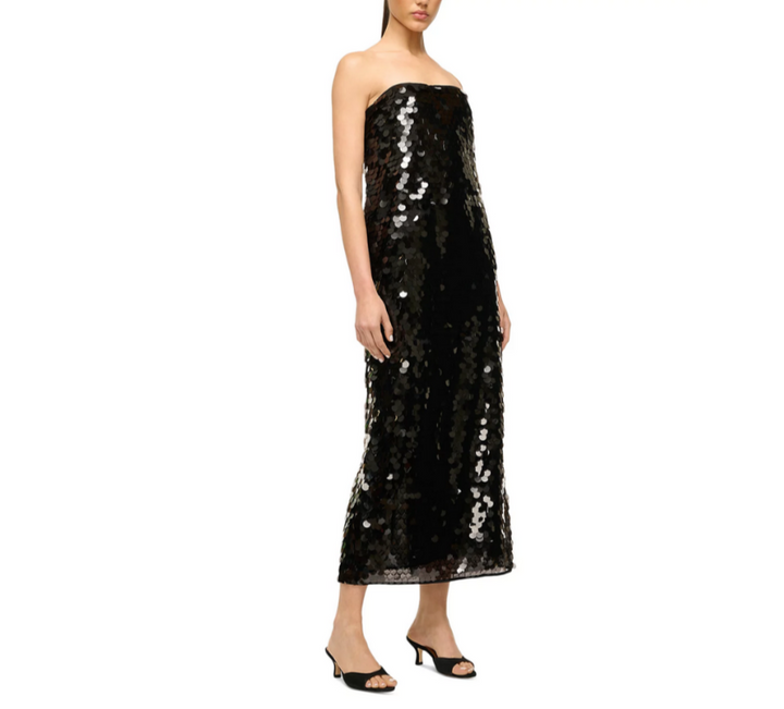 STAUD Casey Paillette Strapless Dress MSRP $595