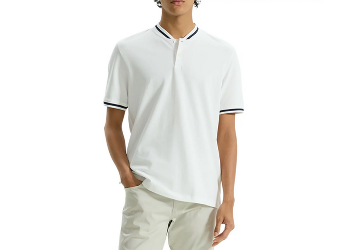 Theory Berk Pima Cotton Stretch Function Piqué Tipped Polo Shirt MSRP $125