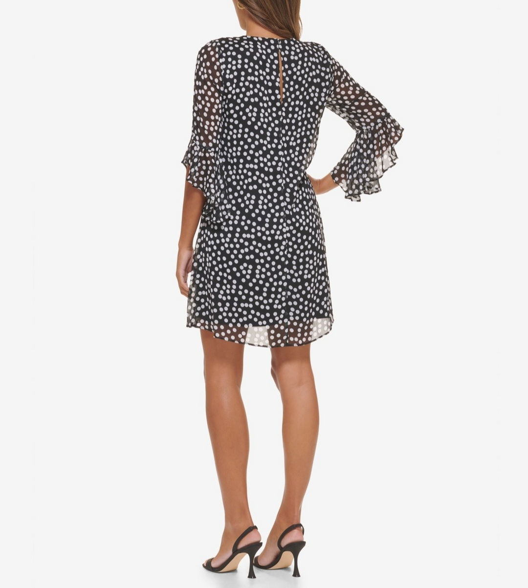 Calvin Klein Short Chiffon Dress with Bell Sleeves Dress MSRP $119