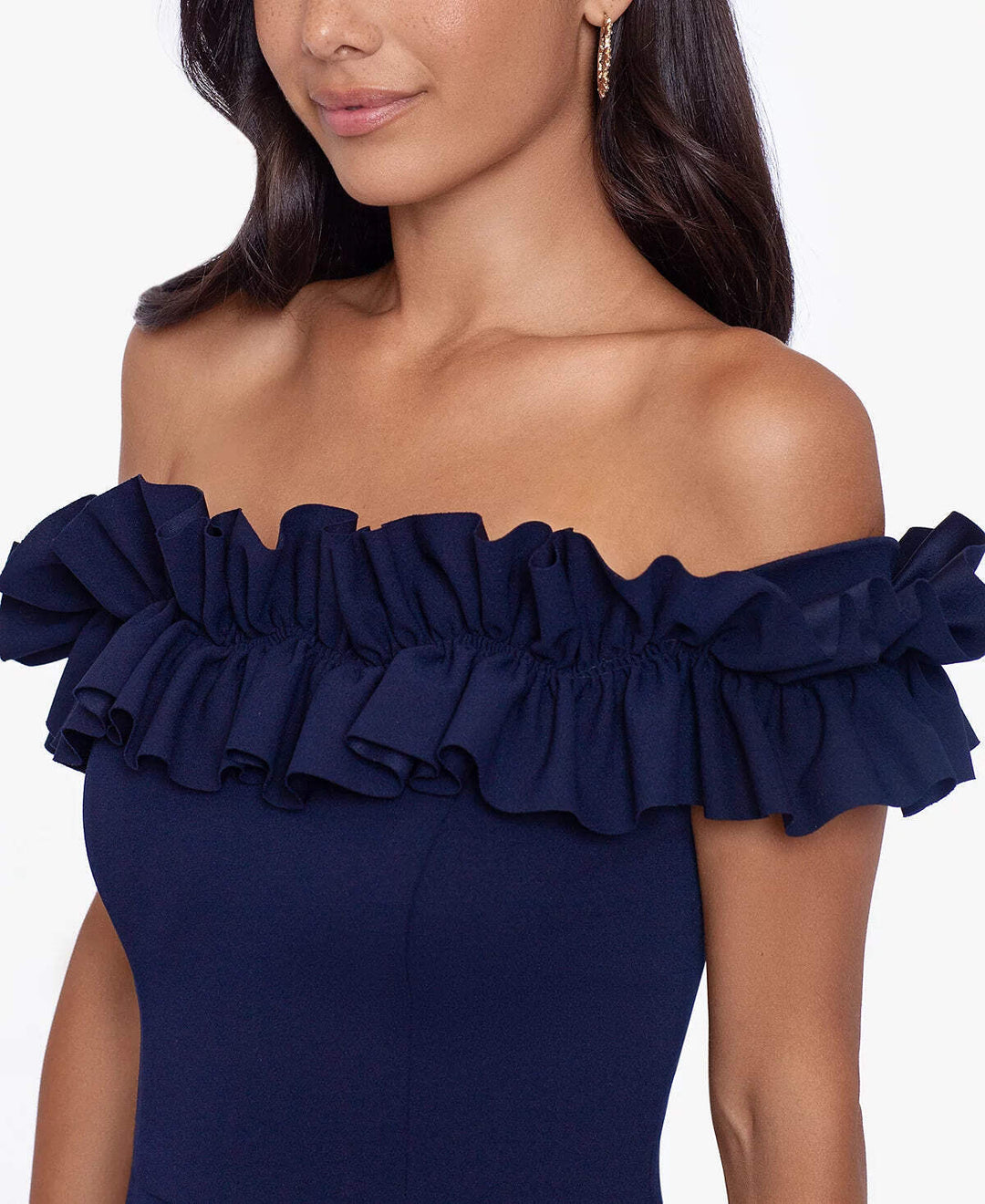 XSCAPE Ruffled Off-The-Shoulder Gown MSRP $259