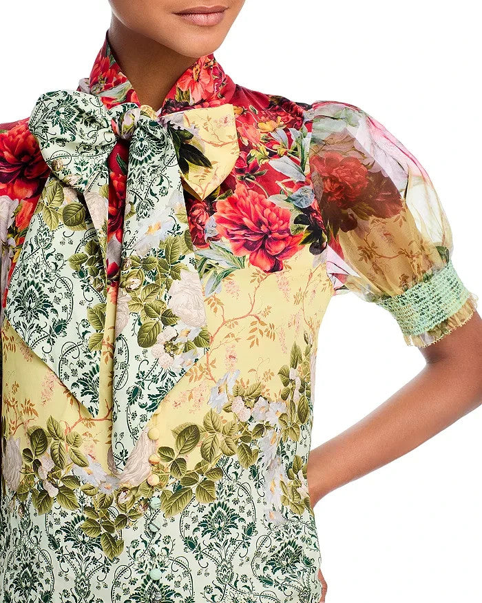 Alice and Olivia Brentley Bow Blouse MSRP $395