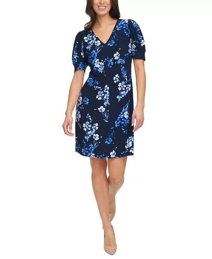 Tommy Hilfiger Women's WildFlower Puff-Sleeve Dress MSRP $99