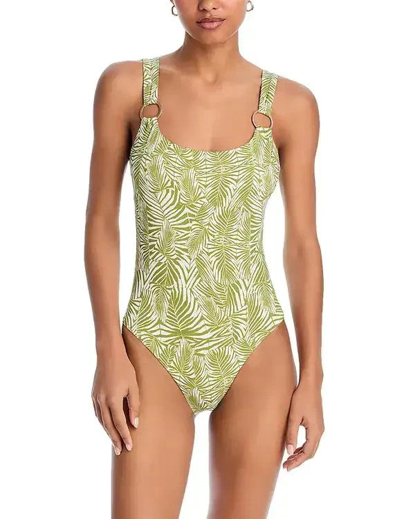 Aqua printed one-piece swimsuit MSRP $108